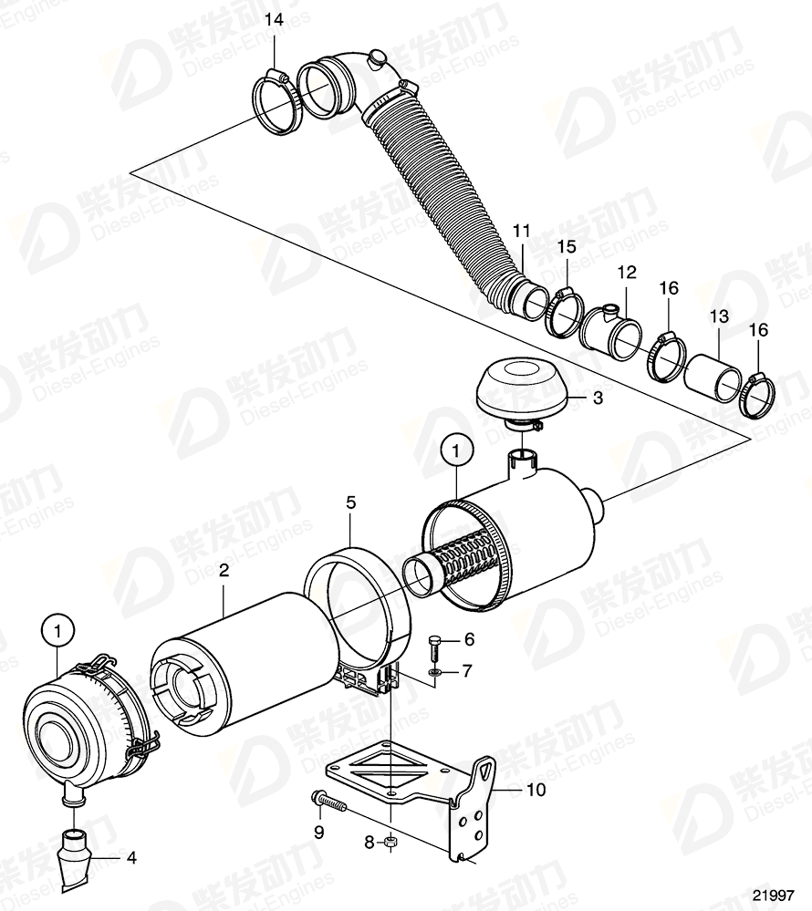 VOLVO Hose clamp 20723986 Drawing VOLVO Hose clamp 20723986 Drawing